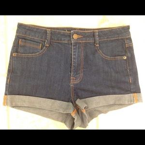 High waisted denim shorts.