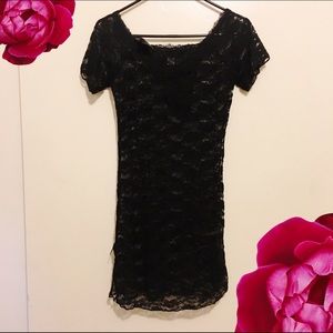 Black stretch lace chemise and panty slip