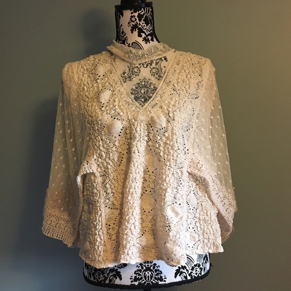 Free People lace poncho blouse