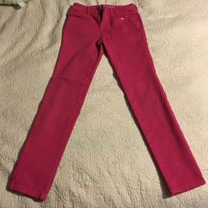 Pink denim skinny jeans!