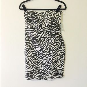 Zebra Print Strapless Dress
