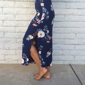 Brandy Melville Blue Floral Skirt