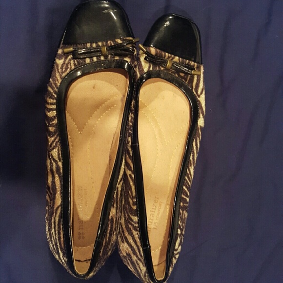 Womens Animal Print Flats with Patent Leather
