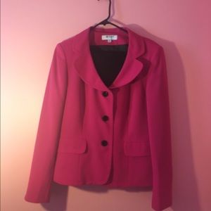 Pink blazer and skirt