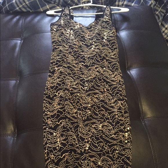 Gold and black sequence dress - vintage