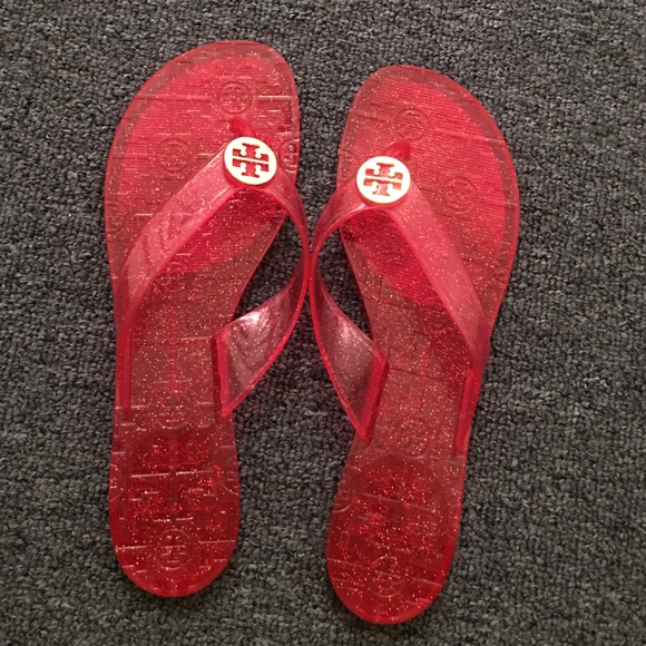 100% Tory Burch pink jelly slippers