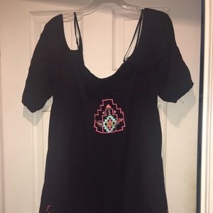 Aztec print off shoulder dress