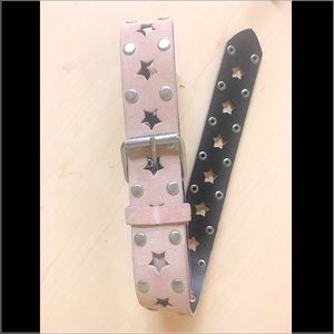 BELT pink suede with silver tone hardware