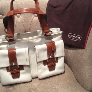 White Leather Satchel Coach Bag