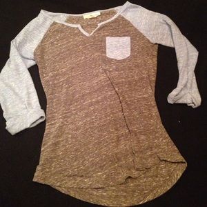 Grey & Blue Baseball Pocket Tee