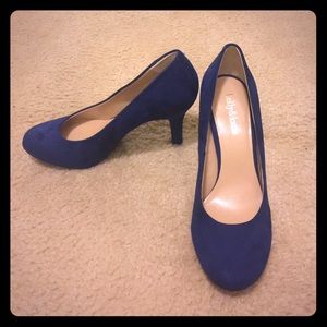 Cobalt blue suede pumps