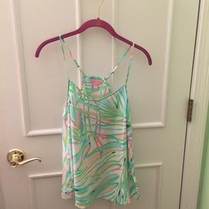 Lilly Pulitzer Dusk Silk Top Skye Blue Salute