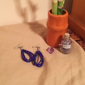 Beaded indigo earrings