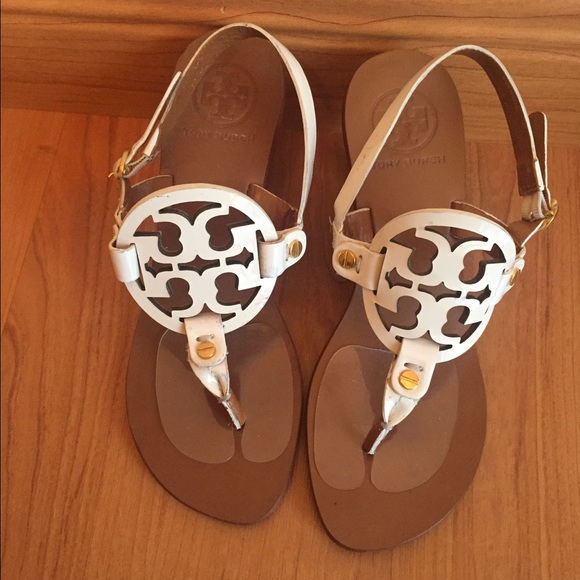 Tory Burch Holly Thong Patent White Leather