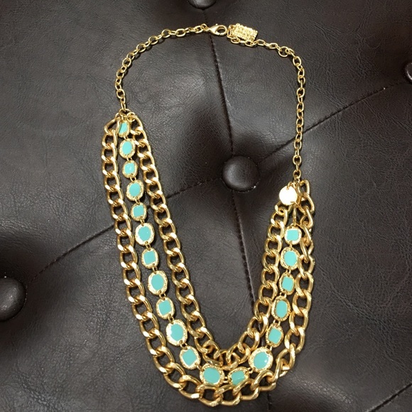 Gold plated and turquoise Karine Sultan necklace