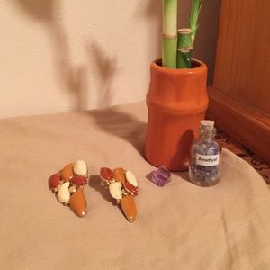 Gold hand painted earrings