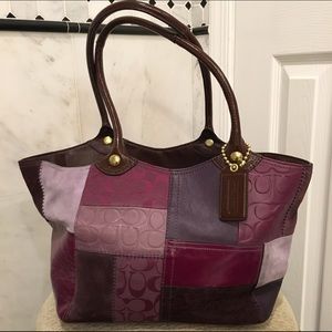 Purple patchwork couch bag