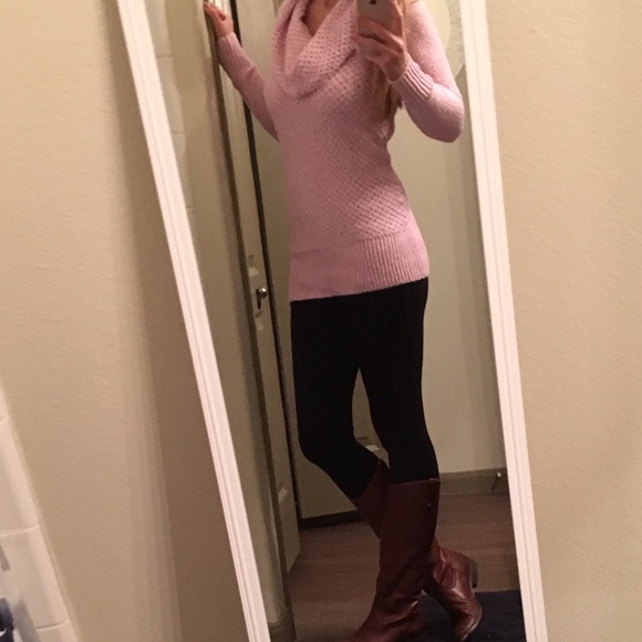 Cozy Light Pink Cowl Neck Sweater