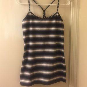 Lululemon Size 10 Power Y tank. Black White Stripe