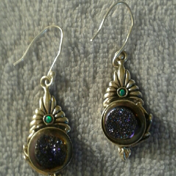 New Artisan Natural Druzy/Fire Opal Solid 925S Er