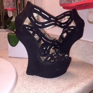 Black cut out unique heels