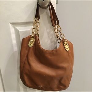 Michael Kors camel colored leather bag