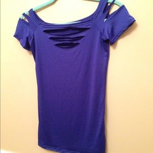 Cut out sexy cobalt blue shirt