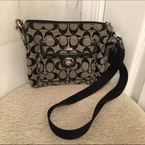 Black and gray Coach satchel
