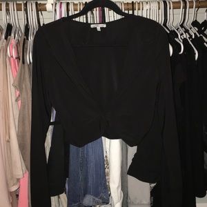 Black Long Sleeve Crop Top
