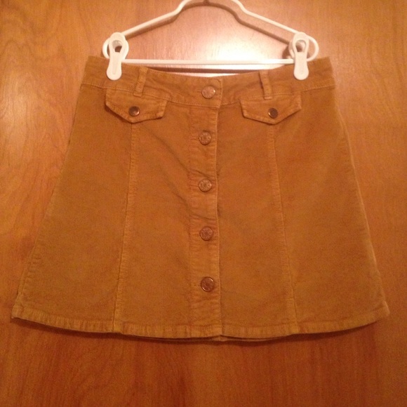 Mustard Yellow Corduroy Button Down Skirt