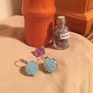 Gorgeous blue flower dangly earrings
