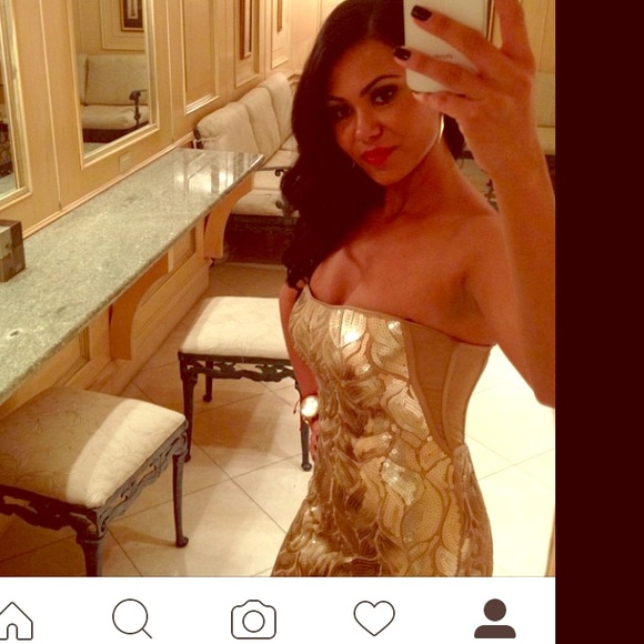 Bebe Gold and Nude Sequin Dress