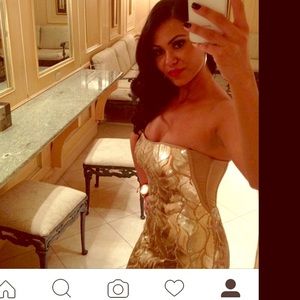 Bebe Gold and Nude Sequin Dress