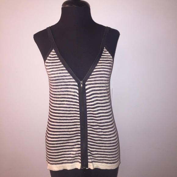 Charlotte Ronson Striped and Zippered Tank