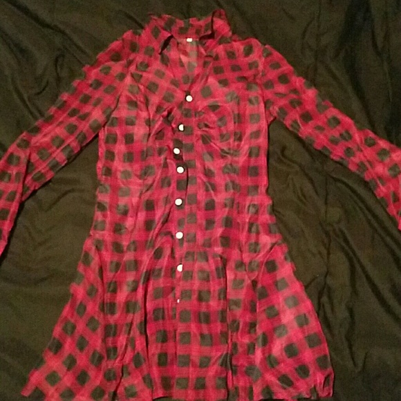 Plaid button up long sleeve dress