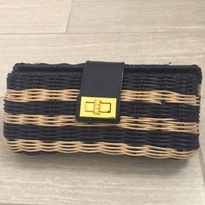 J.Crew Navy wicker clutch never before worn
