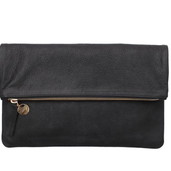 Clare V fold over clutch black nubuck