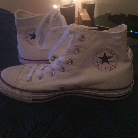 brand new white high top converse