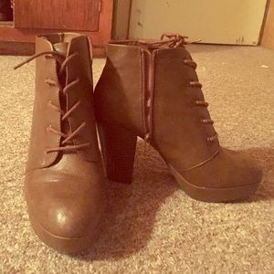 Brown Heel Booties (Size 10)