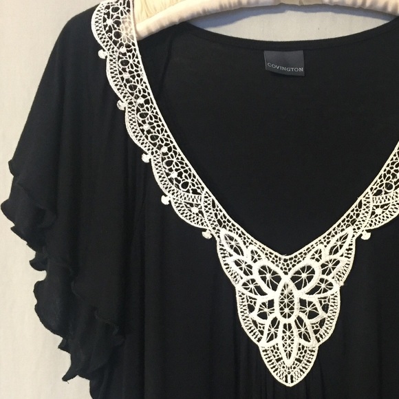 Ladies Black Dressy Tee/Blouse - Picture 2 of 4