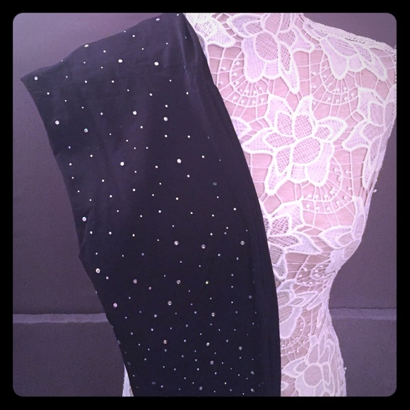 Black bedazzled leggings