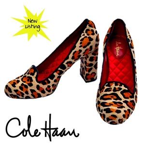 Cole Haan leather real cow fur Nike Air heels EUC