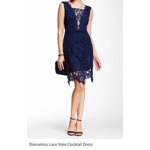 NWOT Navy blue lace yoke dress