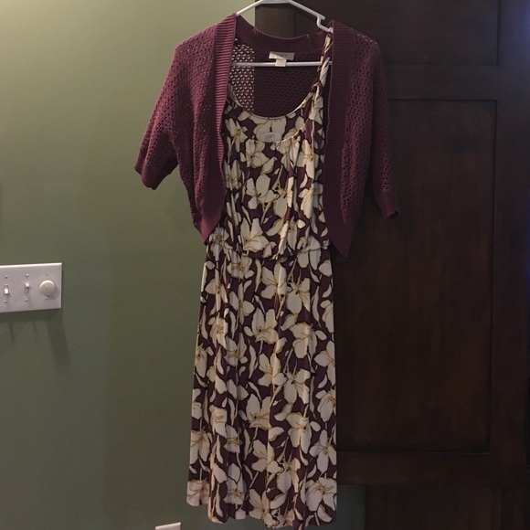 Loft bundle - floral dress with shrug. - Picture 1 of 4