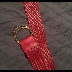 Anthropologie red woven belt