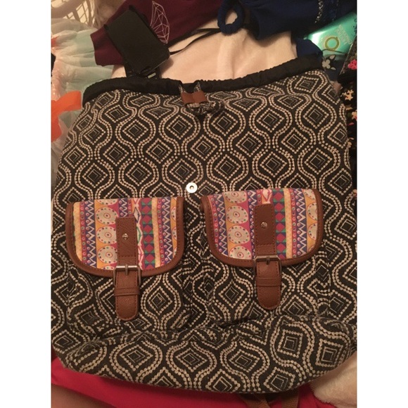 A patterned backpack