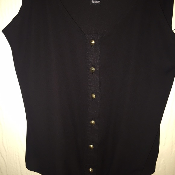 Black button up tank top - Picture 2 of 4