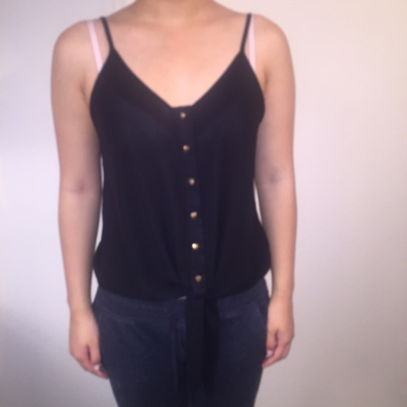 Black button up tank top - Picture 4 of 4