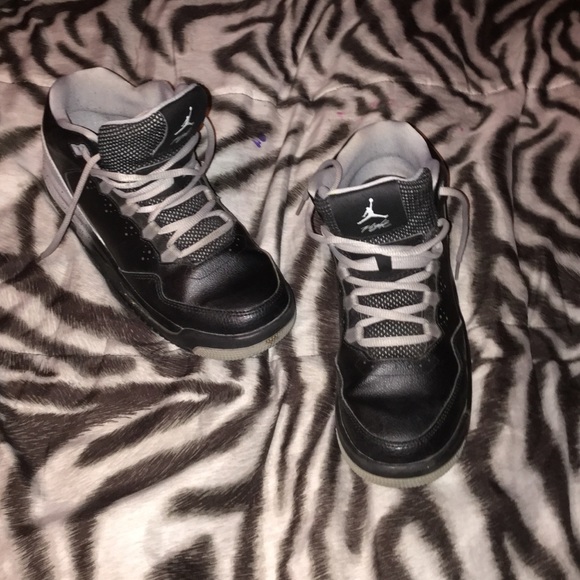 Black and gray Jordan's