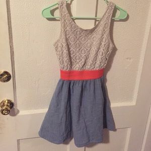SOLD- Lace and Denim Look Sleeveless Dress